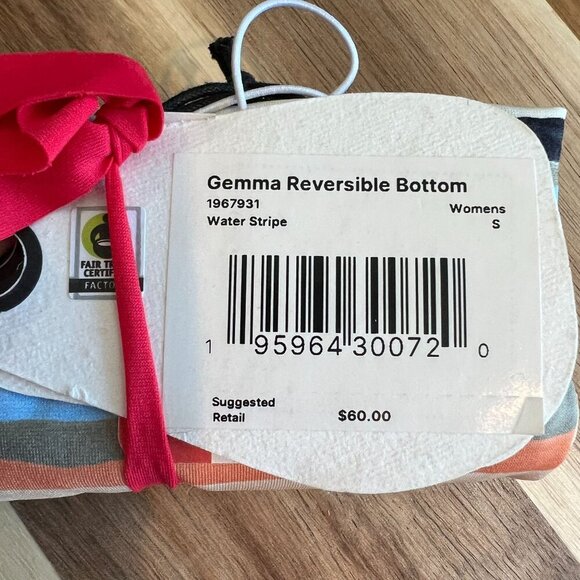 PrAna Womens Gemma Reversible Swim Bottom SMALL in Water Stripe - Picture 5 of 5